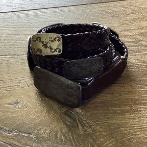 Italian Leather Woven Belt Silver Conchos S/M